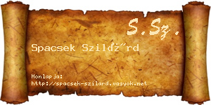 Spacsek Szilárd névjegykártya